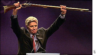 NRA President Charlton Heston. AP Photo.