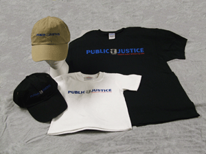 Public Justice's t-shirts and caps