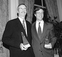 Photo of Jim Sturdevant and F. Paul Bland, Jr., receiving award.