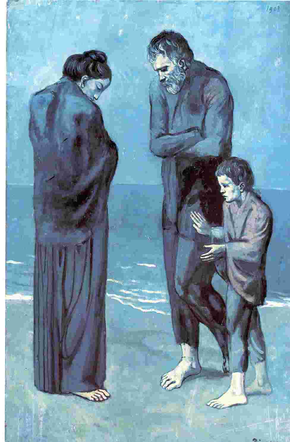 Painting: Poor People on the Shore, by Pablo Picasso, 1903